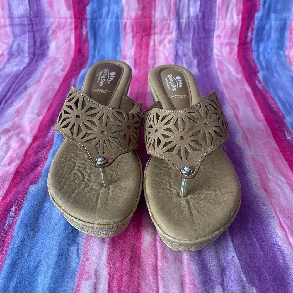 Spring Step Wedge Sandals leather insole made in Italy size EU 41 US 10-10.5 - Picture 2 of 7